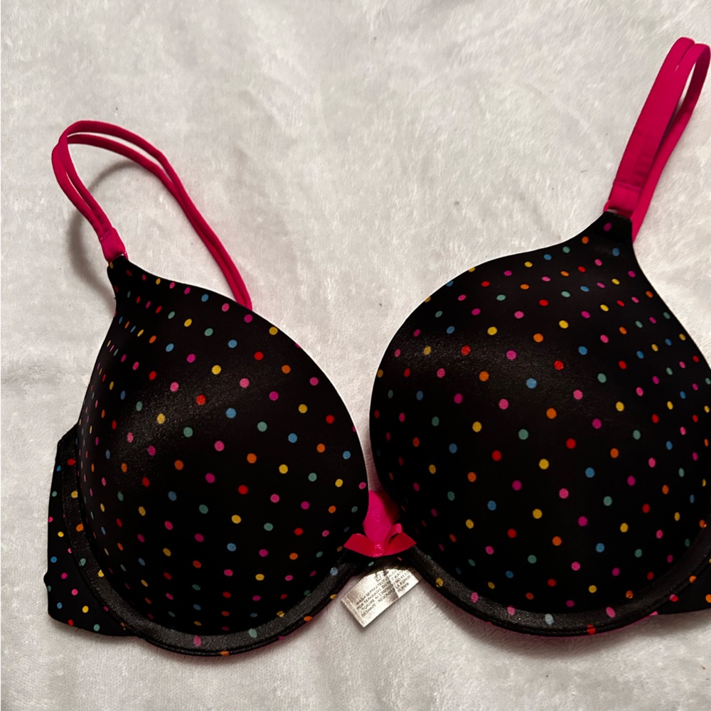 Victoria's Secret Black Bra with Colorful Polka Dots